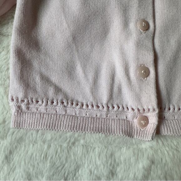 Janie and Jack 100% Cotton Blush Pink Baby Sweater cardigan long sleeve soft EUC - Picture 4 of 8